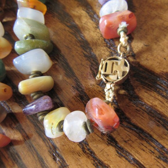 Vintage Chunky Multi Gem Beaded Necklace - Picture 2 of 4